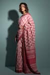 Geroo Jaipur_Pink Pure Chanderi Hand Block Printed Flower Saree With Unstitched Blouse Piece _Online_at_Aza_Fashions