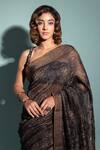 Buy_Geroo Jaipur_Black Chanderi Zari Garden Print Saree With Unstitched Blouse Piece_Online_at_Aza_Fashions