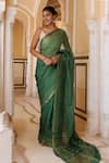 Buy_Geroo Jaipur_Green Pure Kota Silk Hand Block Printed Saree With Unstitched Blouse Piece _at_Aza_Fashions