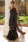 Buy_Geroo Jaipur_Black Pure Kota Silk Hand Block Printed Saree With Unstitched Blouse Piece _Online_at_Aza_Fashions