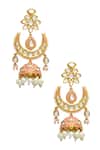 Shop_Tizora_Gold Plated Pearls, Diamonds Kundan Bead Drop Chandbalis _at_Aza_Fashions