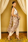 Nikasha_Ivory Handwoven Kota Doriya Printed Floral Pallu Dhoti Pant Saree With Blouse_Online_at_Aza_Fashions