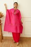 Nikasha_Pink Viscose, Rayon Sequins Keyhole Neck Embellished Kaftan With Skirt _Online_at_Aza_Fashions