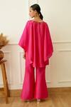 Shop_Nikasha_Pink Rayon, Silk Sequins Round Neck Flared Top With Pant _at_Aza_Fashions