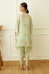 Shop_Nikasha_Green Viscose, Georgette, Crepe Embroidery, Foil Printing Kaftan With Dhoti Pant _at_Aza_Fashions