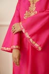 Buy_Nikasha_Pink Rayon Silk Mix Embeoidered Floral Notched Sequin Kurta Sharara Set _Online_at_Aza_Fashions