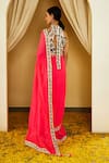 Shop_Nikasha_Pink Silk, Chiffon Embroidery, Sequins Saree With Kohinoor Jaal Print Blouse _at_Aza_Fashions