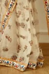 Nikasha_Ivory Pure Silk Organza And Viscose Crepe Print Kohinoor Butti Saree With Blouse _at_Aza_Fashions