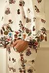 Shop_Nikasha_Ivory Cotton Beads, Embroidery Split V-neck Kohinoor Buta Print Top With Pant _Online_at_Aza_Fashions