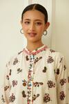 Shop_Nikasha_Ivory Cotton Beads Collared Kohinoor Buta Print Shirt Dress _Online_at_Aza_Fashions