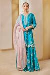 Buy_Osaa By Adarsh_Green Silk, Chiffon Sequins, Zari, Beads, Embroidery Split Kurta Sharara Set_at_Aza_Fashions