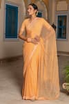 Buy_Geroo Jaipur_Peach Chiffon Hand Embroidered Resham Work Saree With Unstitched Blouse Piece _at_Aza_Fashions