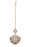 Shop_Riana Jewellery_White Bead Embellished Floral Motif Maangtikka _at_Aza_Fashions