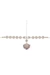Shop_Riana Jewellery_White Crescent Moon Pattern Bead Embellished Mathapatti _at_Aza_Fashions
