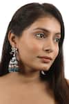 Riana Jewellery_Blue Glitter, Stones, Pearls Meenakari Pattern Jhumkas _Online_at_Aza_Fashions