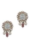 Shop_Riana Jewellery_Pink Glitter, Stones, Beads Meenakari Pattern Earrings _at_Aza_Fashions