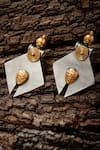 Shop_Neeta Boochra_Gold Plated Cut Work Two Tone Dangler Earrings _at_Aza_Fashions