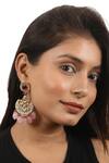 Buy_Riana Jewellery_White Glitter, Beads, Stones Floral Motif Embellished Chandbali Earrings _at_Aza_Fashions