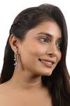 Buy_Riana Jewellery_White Semi Precious Pearl Geometric Floral Encrusted Earrings _at_Aza_Fashions