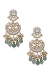 Shop_Riana Jewellery_White Glitter, Stones, Pearls Embellished Chandbali Earrings _at_Aza_Fashions