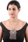 Buy_Sangeeta Boochra_Silver Plated Temple Carved Pendant Necklace _at_Aza_Fashions