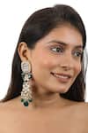 Buy_Riana Jewellery_White Real Jadtar Stones Floral Earrings _at_Aza_Fashions
