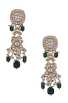 Shop_Riana Jewellery_White Real Jadtar Stones Floral Earrings _at_Aza_Fashions