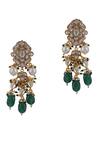 Shop_Riana Jewellery_White Pearls, Diamonds, Stones Drop Embellished Earrings _at_Aza_Fashions