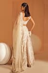 Shop_Divya Aggarwal_Ivory Organza Pearls, Sequins V-neck Seashell Embellished Lehenga Set _at_Aza_Fashions