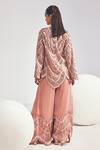 Shop_Divya Aggarwal_Pink Organza Sequins, Pearls, Emaline Scalloped Embellished Jacket Sharara Set _at_Aza_Fashions