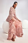 Shop_Divya Aggarwal_Pink Organza Sequins, Pearls, Emaline Scalloped Embellished Jacket Sharara Set _Online_at_Aza_Fashions