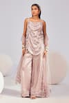 Buy_Divya Aggarwal_Purple Kurta Glass Organza Embroidered Ella Seashell Embellished Palazzo Set _at_Aza_Fashions