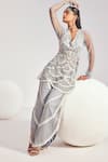 Buy_Divya Aggarwal_Sky Blue Organza Sequins, Pearls, Alana Embellished Peplum Kurta With Palazzo _Online_at_Aza_Fashions