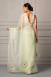 Shop_Geroo Jaipur_Green Organza Floral Gota Work Saree With Unstitched Blouse Piece _at_Aza_Fashions