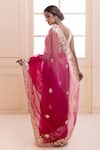 Shop_Geroo Jaipur_Pink Organza Hand Embroidered Gota Floral Saree With Unstitched Blouse Piece _at_Aza_Fashions