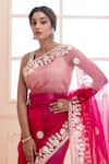 Buy_Geroo Jaipur_Pink Organza Hand Embroidered Gota Floral Saree With Unstitched Blouse Piece _Online_at_Aza_Fashions