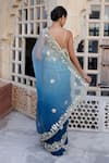 Shop_Geroo Jaipur_Blue Organza Hand Embroidered Gota Ombre Saree With Unstitched Blouse Piece _at_Aza_Fashions