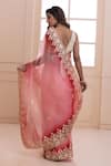 Shop_Geroo Jaipur_Pink Organza Hand Embroidered Gota Work Ombre Saree With Unstitched Blouse Piece _at_Aza_Fashions