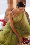 Shop_Geroo Jaipur_Green Organza Hand Embroidered Resham And Saree With Unstitched Blouse Piece _Online_at_Aza_Fashions