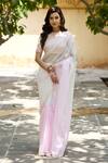 Buy_Geroo Jaipur_Pink Organza Hand Embroidered Tube Bordered Saree With Unstitched Blouse Piece _at_Aza_Fashions