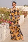 Buy_Varun Bahl_Yellow Georgette Printed Floral Pattern Round Sharara Set With Overlay  _Online_at_Aza_Fashions