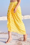 MONK & MEI BY SONIA ANAND_Yellow Printed Tie Dye Gloria Dhoti Skirt _Online_at_Aza_Fashions