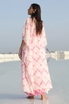 Monk & Mei_Pink Georgette Printed Tie Dye Front Open Long Shrug _Online_at_Aza_Fashions