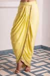 Shop_MONK & MEI BY SONIA ANAND_Yellow Modal Satin Printed Floral Mastani Dhoti Skirt _at_Aza_Fashions