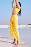 Buy_MONK & MEI BY SONIA ANAND_Yellow Printed Tie Dye Gloria Dhoti Skirt _at_Aza_Fashions