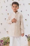 Shop_Chotibuti_Beige Moonga Silk Embroidered Lotus Shirt With Pant _at_Aza_Fashions