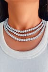 Buy_Prerto_Silver Plated Diamonte Illiana Layered Embellished Necklace Set _at_Aza_Fashions