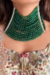 Buy PRERTO Green Majesty Bead Embellished Choker at Aza Fashions Buy_PRERTO_Green Majesty Bead Embellished Choker _at_Aza_Fashions