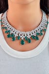 Buy PRERTO Green Stones, Diamonds Daffodil Bead Embellished Necklace Set at Aza Fashions Buy_PRERTO_Green Stones, Diamonds Daffodil Bead Embellished Necklace Set _at_Aza_Fashions