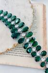PRERTO_Green Stones, Diamonds Infinity Embellished Choker Set_Online_at_Aza_Fashions